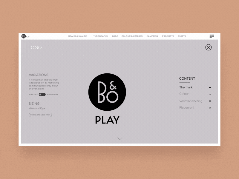 B&O Play Brandbook — Logo bang olufsen beoplay bo brand book cover digital digital brand book motion prototype ui ux