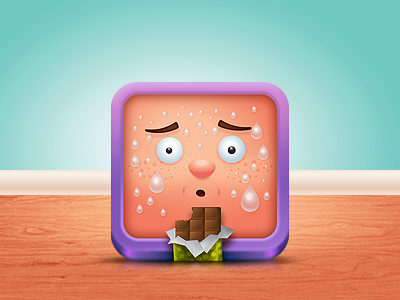 Time to Burn it character chocolate fitness icon ios iphone app mobile sweating