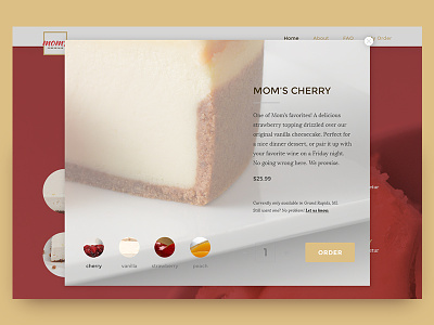 Mom's Cheesecake - Product Page cheesecake e-commerce product page shopping