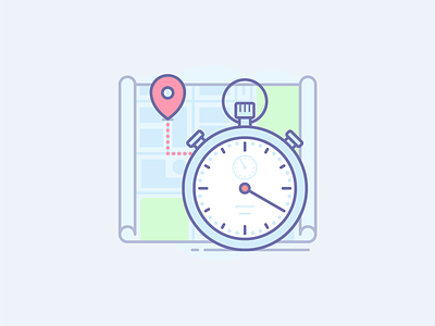 First Illustraticon clock delivery destination icon illustration map onboarding pin sidorov stopwatch timer watch yaroslav