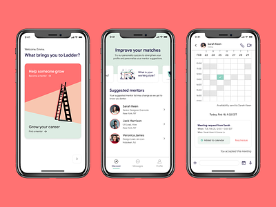 Ladder mentorship mobile app concept product design user research ux design