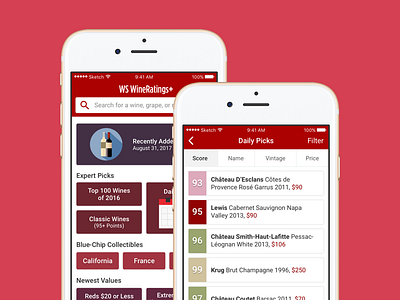 WineRatings+ for iOS ios mobile design ui ux wine ratings wine spectator