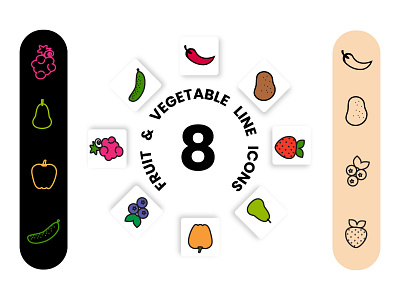 Fruit & Vegetable Line Icons food fruit icon line vegetable