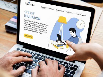 Landing page for online education. graphic design landing page online education vector