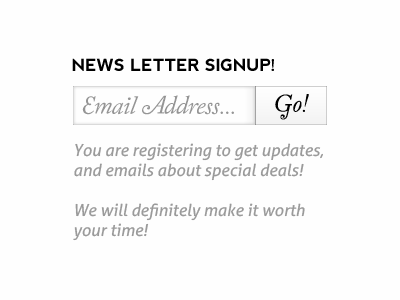 News Letter Signup! email address emails news letter sign up signup
