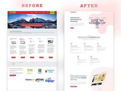 Go4goals Website Redesign clean landing page marketing agency media minimal red redesign seo website