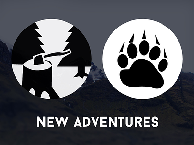 New Adventures - Chopping and tracking! axe bear black white icons illustration self promo woods