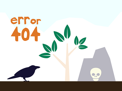 Error 404 - A Raven, a tree and a skull error 404 raven skull tree