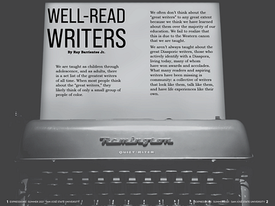 Expressions: "Well-Read Writers" Magazine Article adobe indesign branding magazine photoshop typography vector