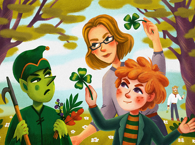 Clever clover ☘️🍀☘️ book children design fairy tales illustration