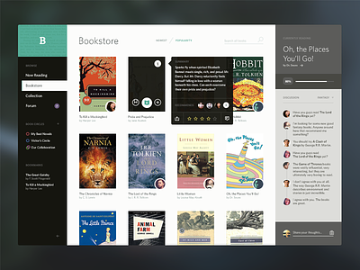 Bookshelf e-books UI app application apps i need e-books ebooks flat gui icon icons social ui user interface