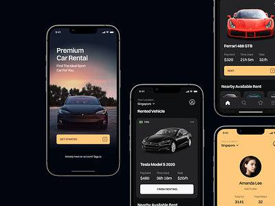 Premium Car Rental Concept app car clean profile start uxui