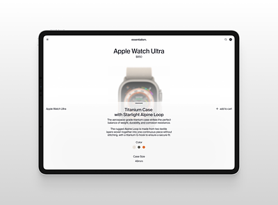 product screen with open characteristics apple characteristics clean design minimal product ui ux watch white