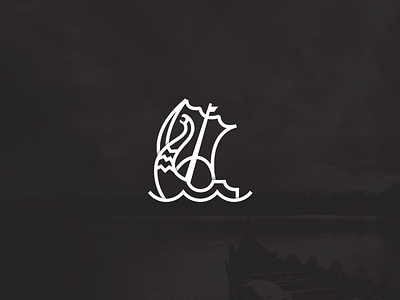 Viikinkilaiva black boat brand logo logotype mark minimal viking