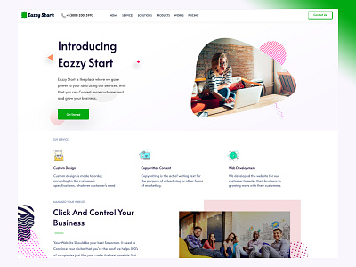 Eazzy Start branding design homepage illustration responsive simple strap ui ux