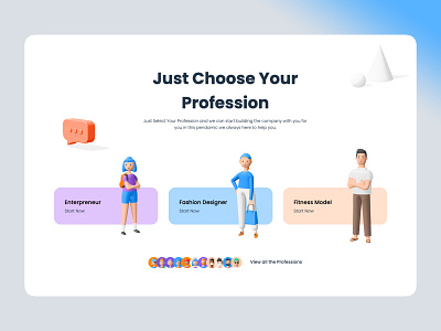 choose your profession 3d 3d art 3d illustration 3d modeling design illustration responsive simple strap ui ux