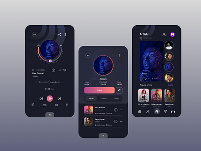 Music App Inspiration amptus app app design black theme dark dark mode design homepage music music app strap ui ux
