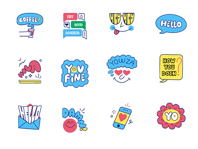 Stickers design icons illustration logo stickers ui ux vector