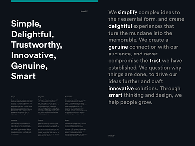 Design Values bench brand design team poster principles print simple team typography values