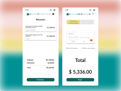 Pago con tarjeta de crédito design mobile ui