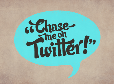 Chase me on Twitter blue cyan paper twitter