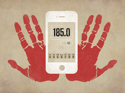 My weight on an iPhone iphone red logo presentation slide keynote texture hands weight