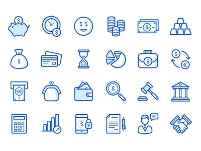 Bank & Finance Icons Set bank business cash commerce currency finance icon iconography icons line money set