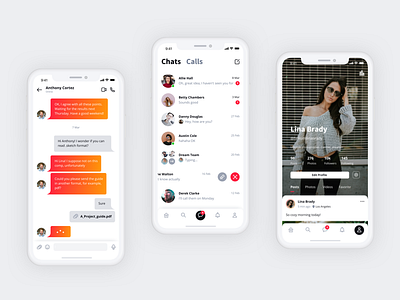 Chat and User Profile - Sienna iOS UI Kit app clean design ios iphone mobile nested symbols sketch social ui ui kit ux