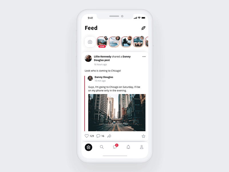 Sienna Social App Concept animation app design gif interaction interface ios iphone x mobile sketch ui kit