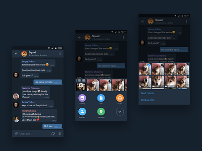 Telegram Attachment Menu android app attachment chat competition concept contest dark material menu messenger telegram ui ui ux