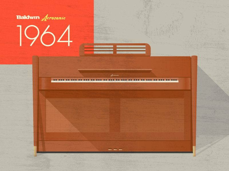 Baldwin Acrosonic illustration baldwin teak mid-century modern piano