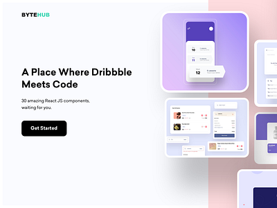 Hero section for Bytehub component components cta design hero landing landing design landing page landing page design shadow ui ui ux ux
