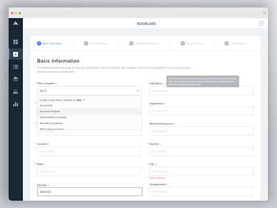 Post a Job hr job portal onboarding recruitment saas sketch steps ui ux