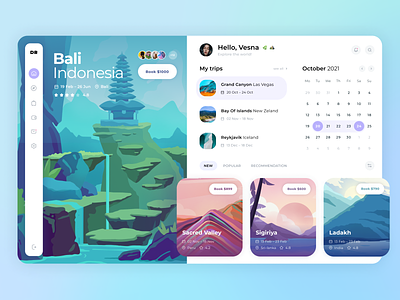 Traveling app 🌎🏝 app dashboard design illustration pictogram product design ui ux webdesign