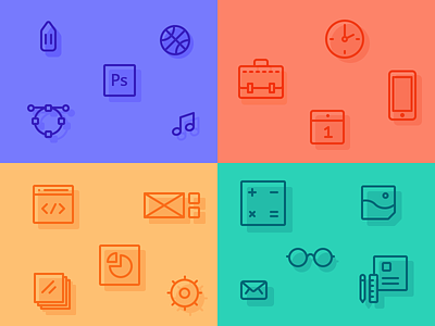 Web design Icons app calculator glasses icons iphone lines music pencil settings suitcase vector watch