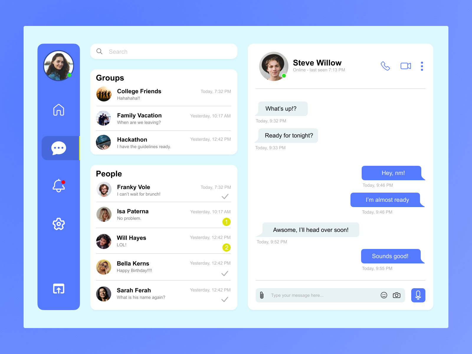 Daily UI 013 - Direct Messaging by Oscar Ladd on Dribbble