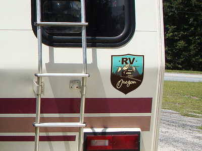 RV Parks Oregon camper illustration logo mark mountains rv