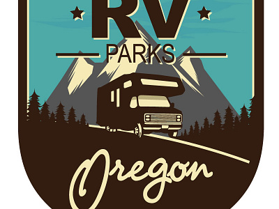 RV Parks Oregon camper illustration logo mark mountains rv