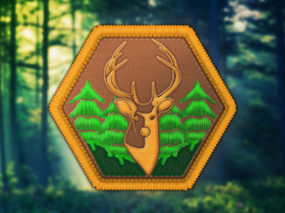 Hunting art badge camping design embroidery hunting icon illustration logo outdoors patch photoshop sporting goods website