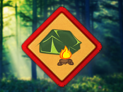 Camping art badge camping design embroidery hunting icon illustration logo outdoors patch photoshop sporting goods website