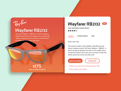 Product Card buy card ecommerce glasses product product card ray ban shop store