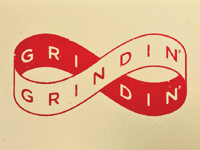 Grindin' 11x17 cream detroit frenchpaper grindin grinding michigan motivational print red screenprint speckletone