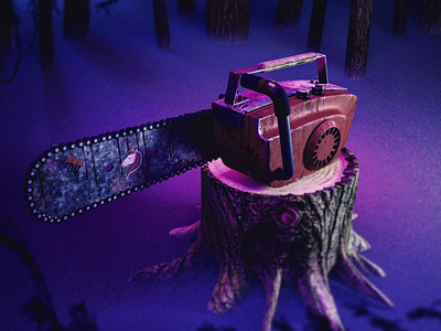 Chainsaw 3d blender design halloween illustration