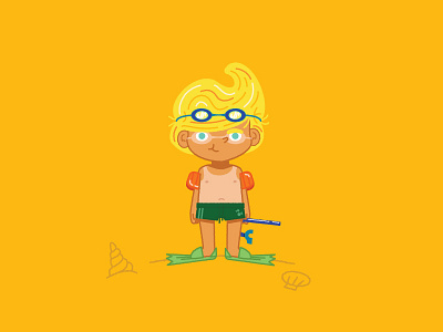 Summer Lines characterdesign goldenboy illustration illustrator perfecthair snorkeling summer sun tan vacation vector vectorart