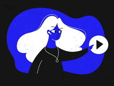 Flat Design Illustration: Woman Character with Play Button