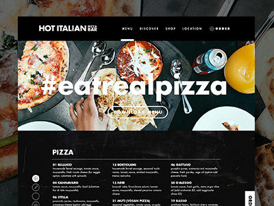 Hot Italian Menu Page buttons menu navigation scroll website