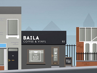 Baila Coffee Artwork building coffee illustration swindon town vector