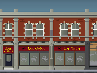 Los Gatos Artwork building food illustration swindon tapas town vector