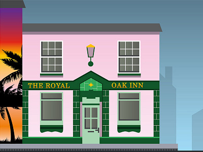 The Royal Oak Inn Artwork beer building illustration pink pub swindon town vector