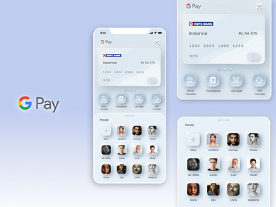 Google Pay Skeuomorphic Redesign Concept app design gpay gpay redesign practise skeuomorph ui ux